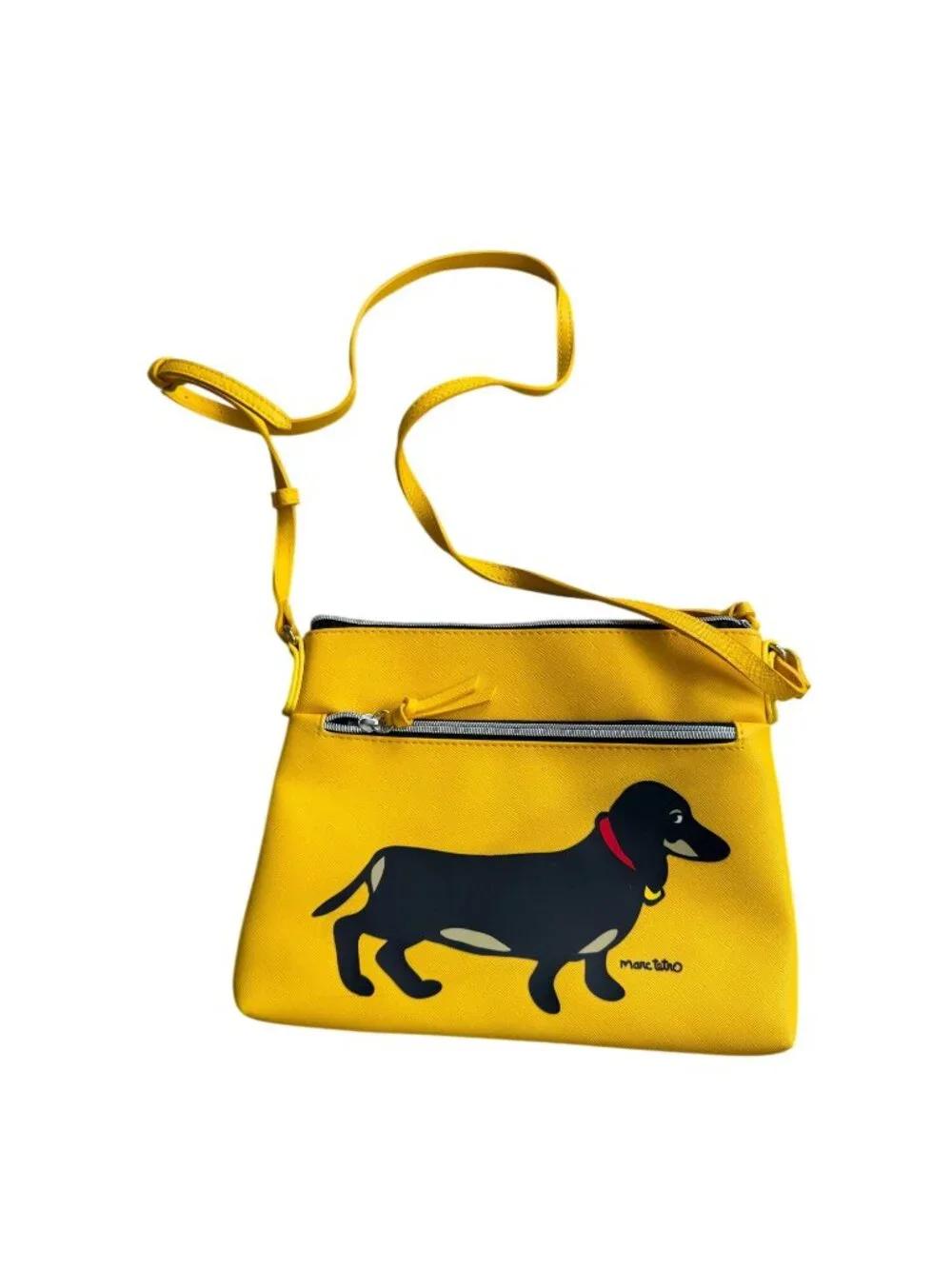 MARC TETRO yellow Dachshund Crossbody Handbag Bag